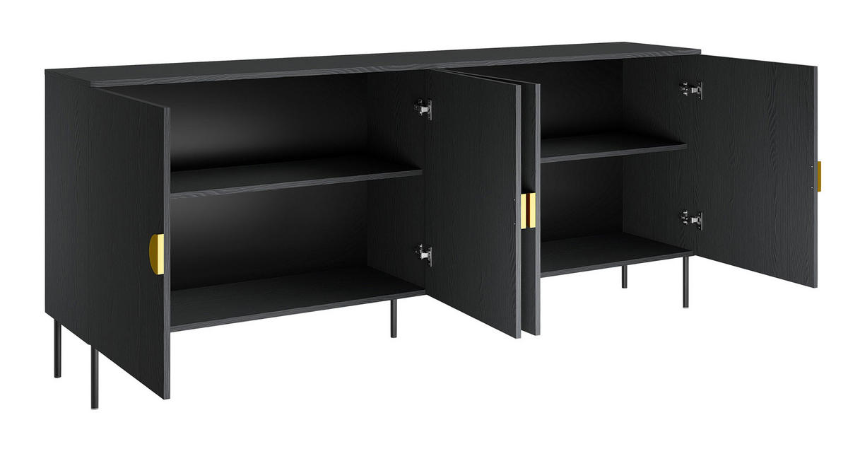 KOMMODE Mond anthrazit 213 / 40 / 87cm - Anthrazit/Goldfarben, Holz/Holzwerkstoff (213/87/40cm) - Feldmann-Wohnen