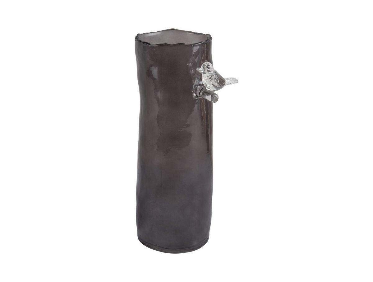 VASE Bird On Branch 9/9/27 cm - Grau, Glas (9.5/27cm) - Present Time