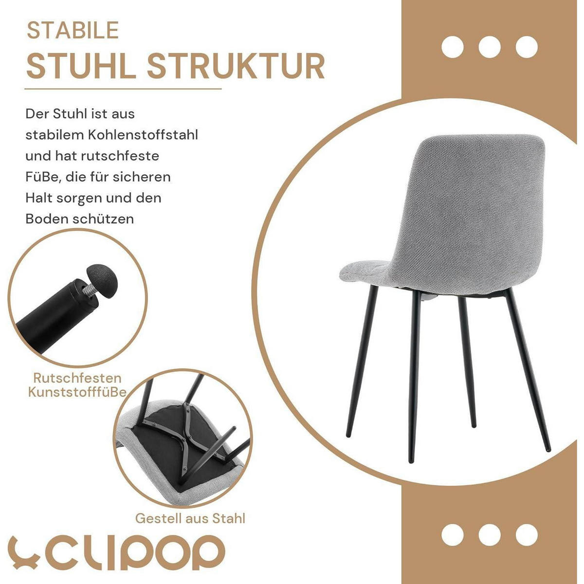 ESSZIMMERSTÜHLE 4er Set Chenille Dunkelgrau - Grau, Textil (44/86/39cm)