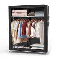 STOFFSCHRANK - Schwarz, Textil (45/170/108cm) - Intirilife