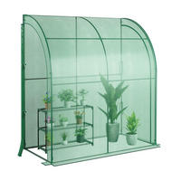 FOLIENGEWÄCHSHAUS mit Blumenregal Grün - Grün, Kunststoff (98/215/199cm) - COSTWAY