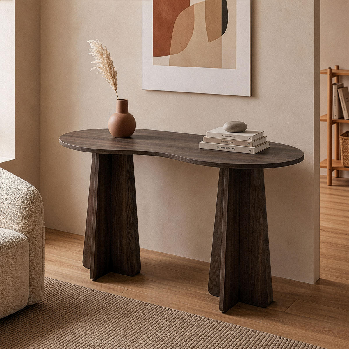 SCHREIBTISCH mit organisch-form Tischplatte 120/60/75 cm - Naturfarben, Holzwerkstoff (8.5/60/75cm) - Calicosy