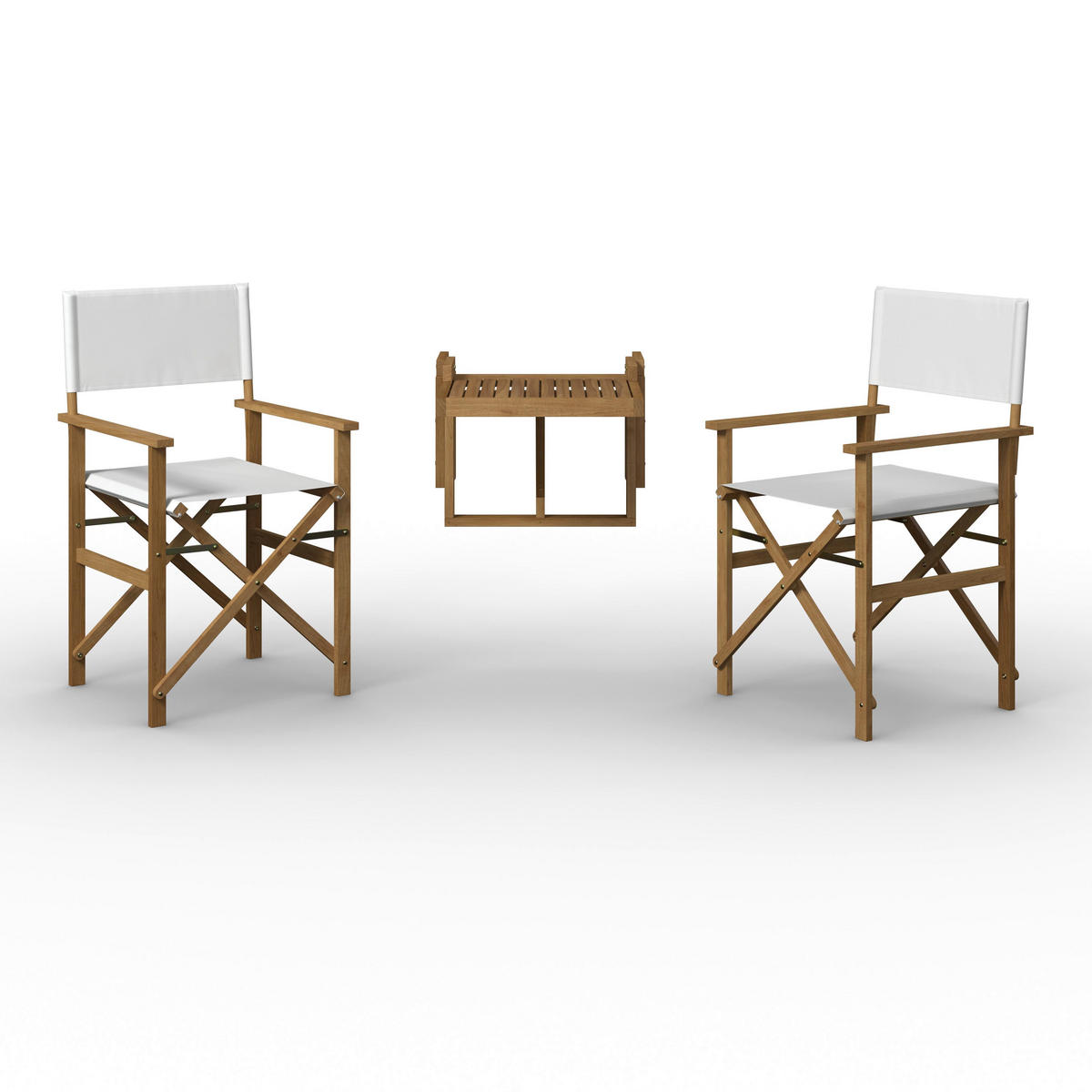 BALKONSET Stella Weiß Akazie/Outdoorstoff - Weiß, Holz - Bessagi Garden