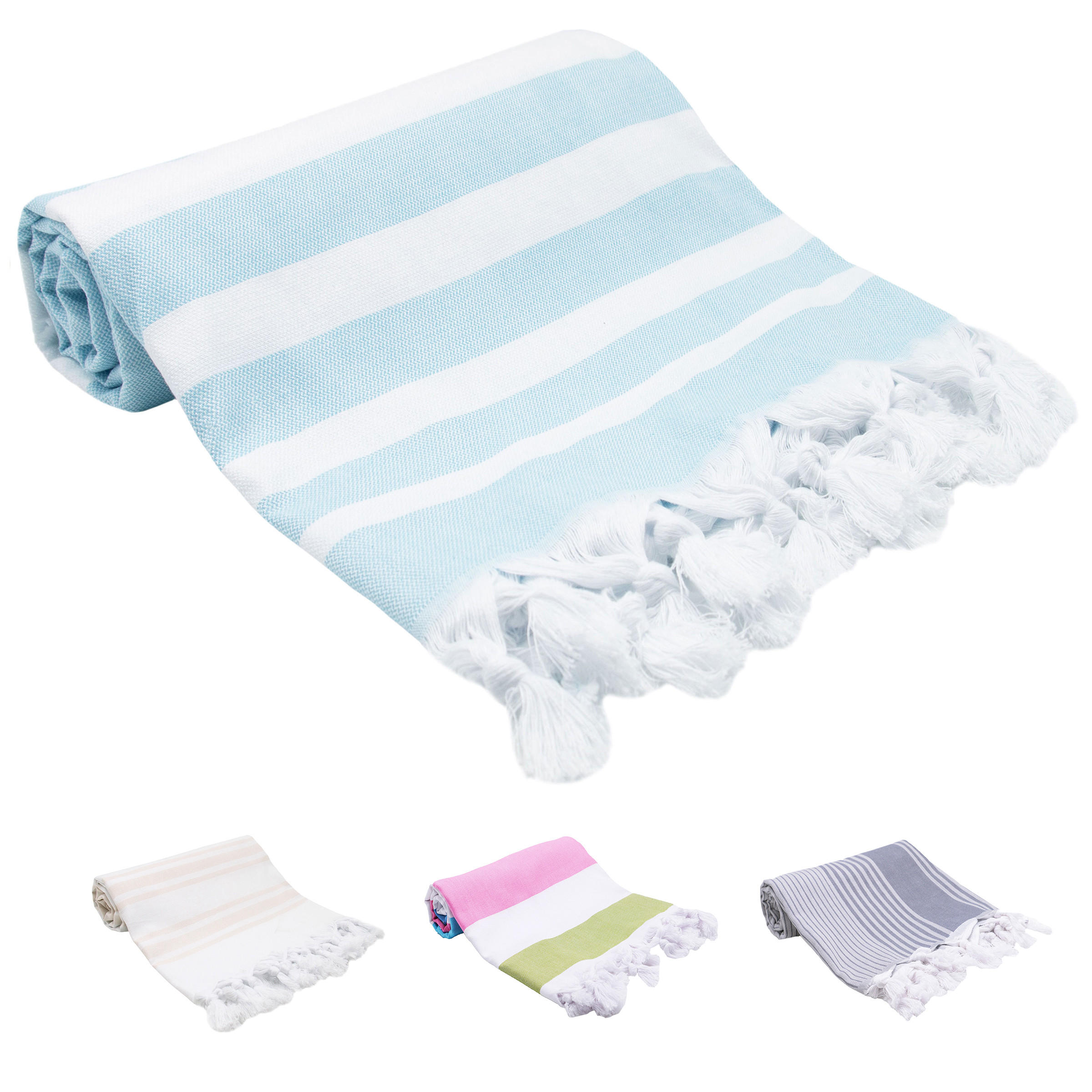 STRANDTUCH, 90x170 cm, 100% Baumwolle, Blau - Hellblau, Textil (90/170cm) - Zollner