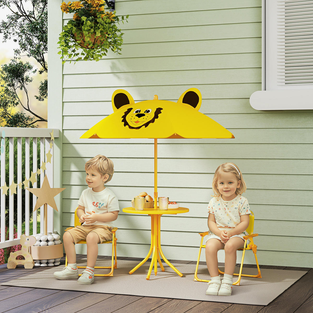 GARTEN-KINDERSITZGRUPPE, Gelb, Stahl, Polyester - Gelb, Metall - AIYAPLAY