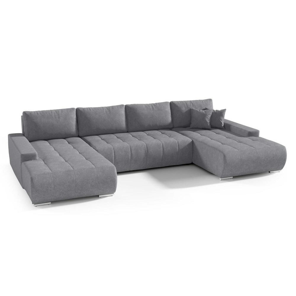 Beautysofa Wohnlandschaft Grau, Hellgrau, Silber 350x85x185 cm