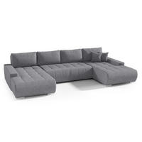 WOHNLANDSCHAFT Draco U Grau - Silberfarben/Hellgrau, Textil/Metall (350/85/185cm) - Beautysofa