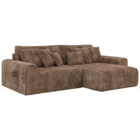 ECKSOFA ELARA L Braun Cord - Schwarz/Braun, Kunststoff/Textil (278/192cm) - MKS