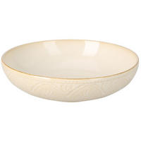 TELLER aus Keramik mit Rillenmuster Cremefarben 20/20/5 cm - Beige, Keramik (20cm) - Siaki