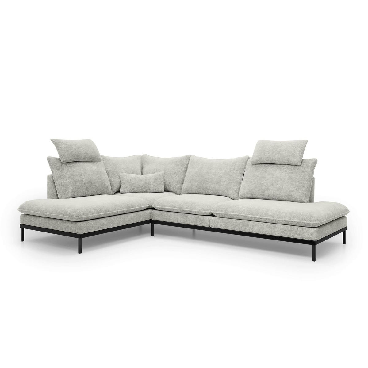 ECKSOFA Leafy Grau 293 cm - Grau, Textil (293/90/198cm) - Pillovely