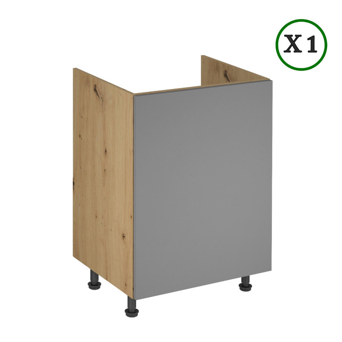 KÜCHENZEILE 360 cm – Langen K72-M360 - in Beige / ArtisanEiche - Beige/Schwarz, Holzwerkstoff/Metall (360/248/58cm)
