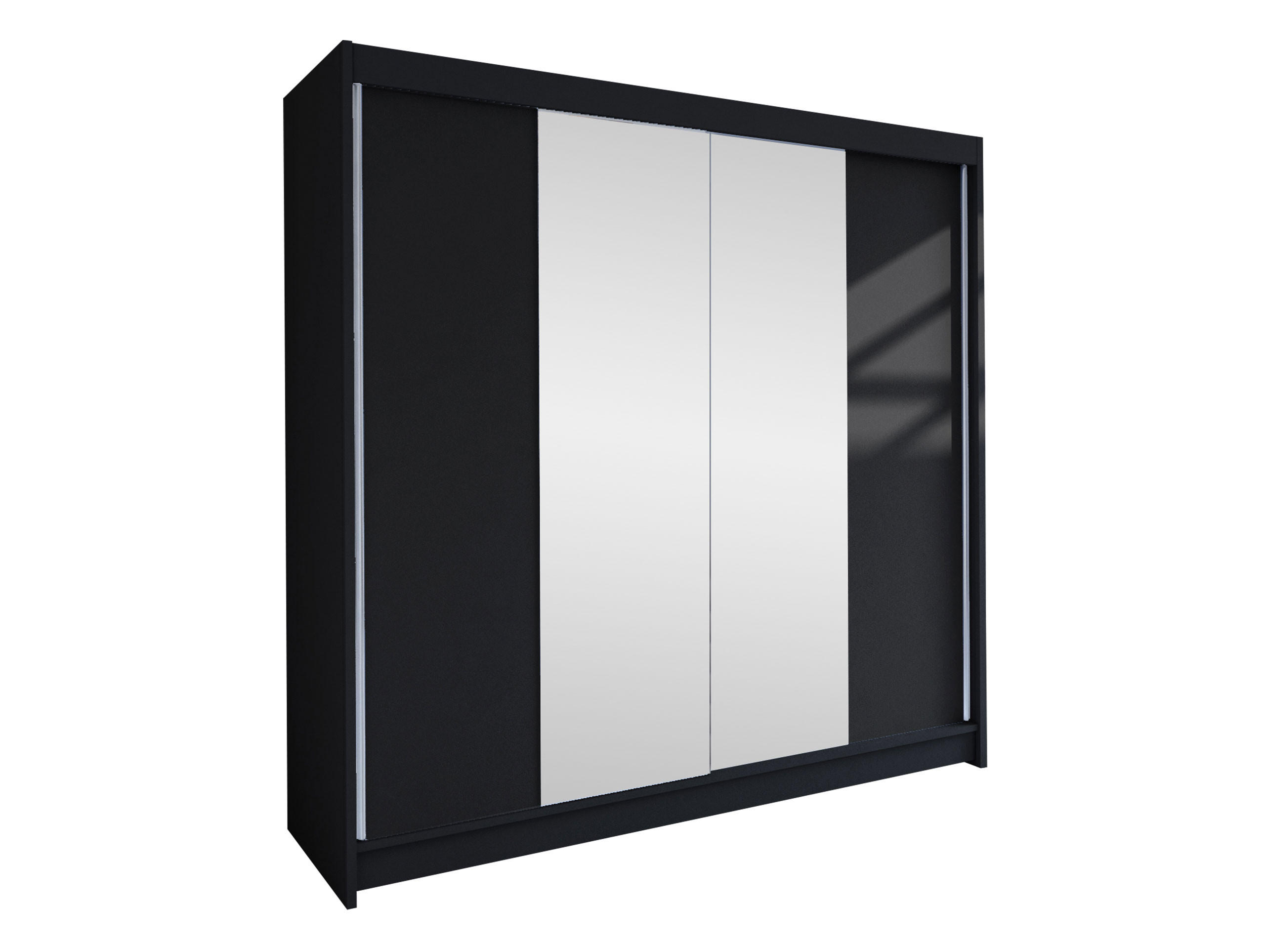 SCHWEBETÜRENSCHRANK Talin II - Silberfarben/Schwarz, Holzwerkstoff/Metall (180/215/58cm) - MIRJAN24