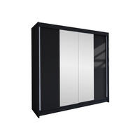 SCHWEBETÜRENSCHRANK Talin II - Silberfarben/Schwarz, Holzwerkstoff/Metall (180/215/58cm) - MIRJAN24