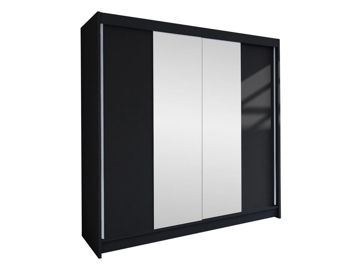 SCHWEBETÜRENSCHRANK Talin II - Silberfarben/Schwarz, Holzwerkstoff/Metall (180/215/58cm) - MIRJAN24