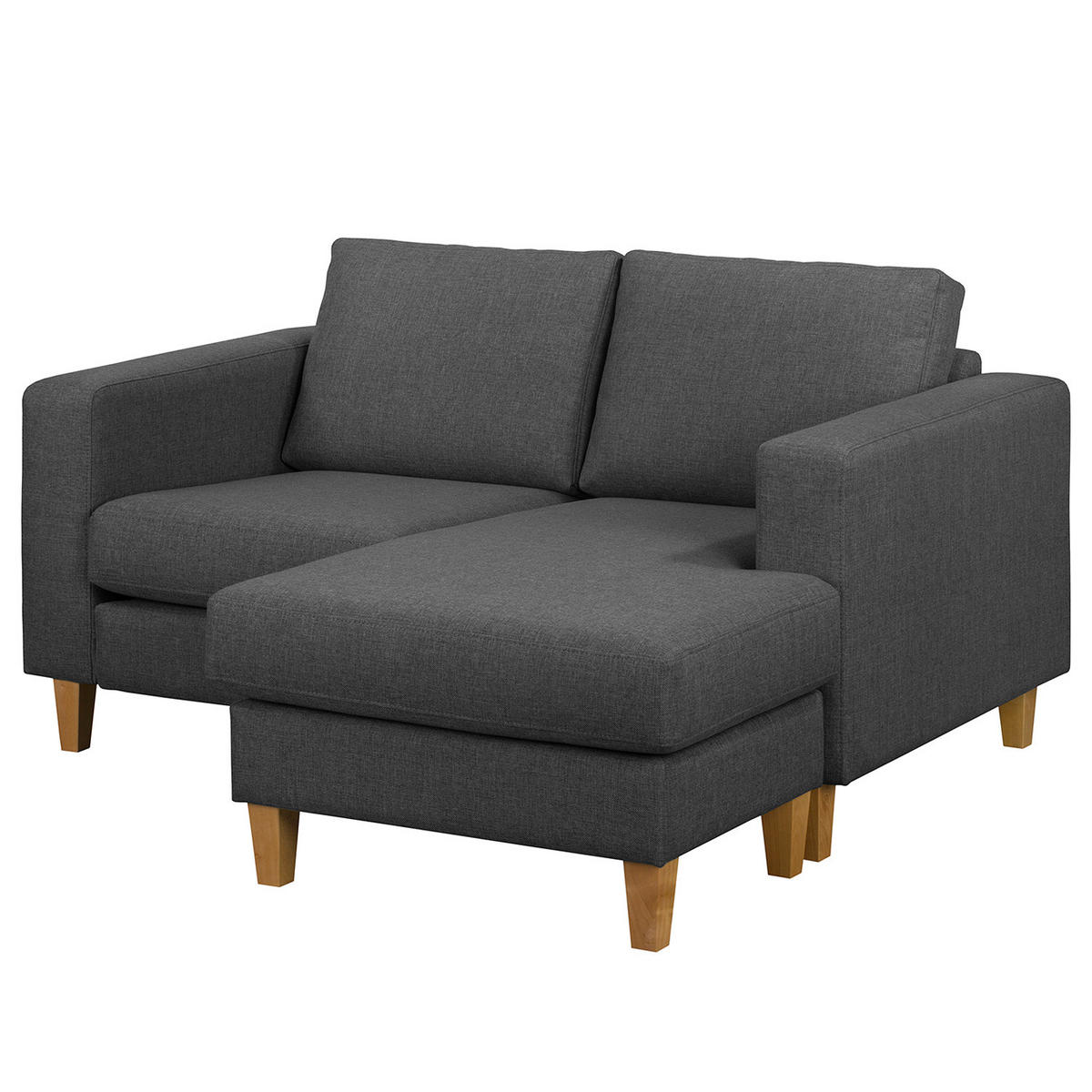 ECKSOFA - Dunkelgrau, Holz/Buchenholz (154/140cm) - home24