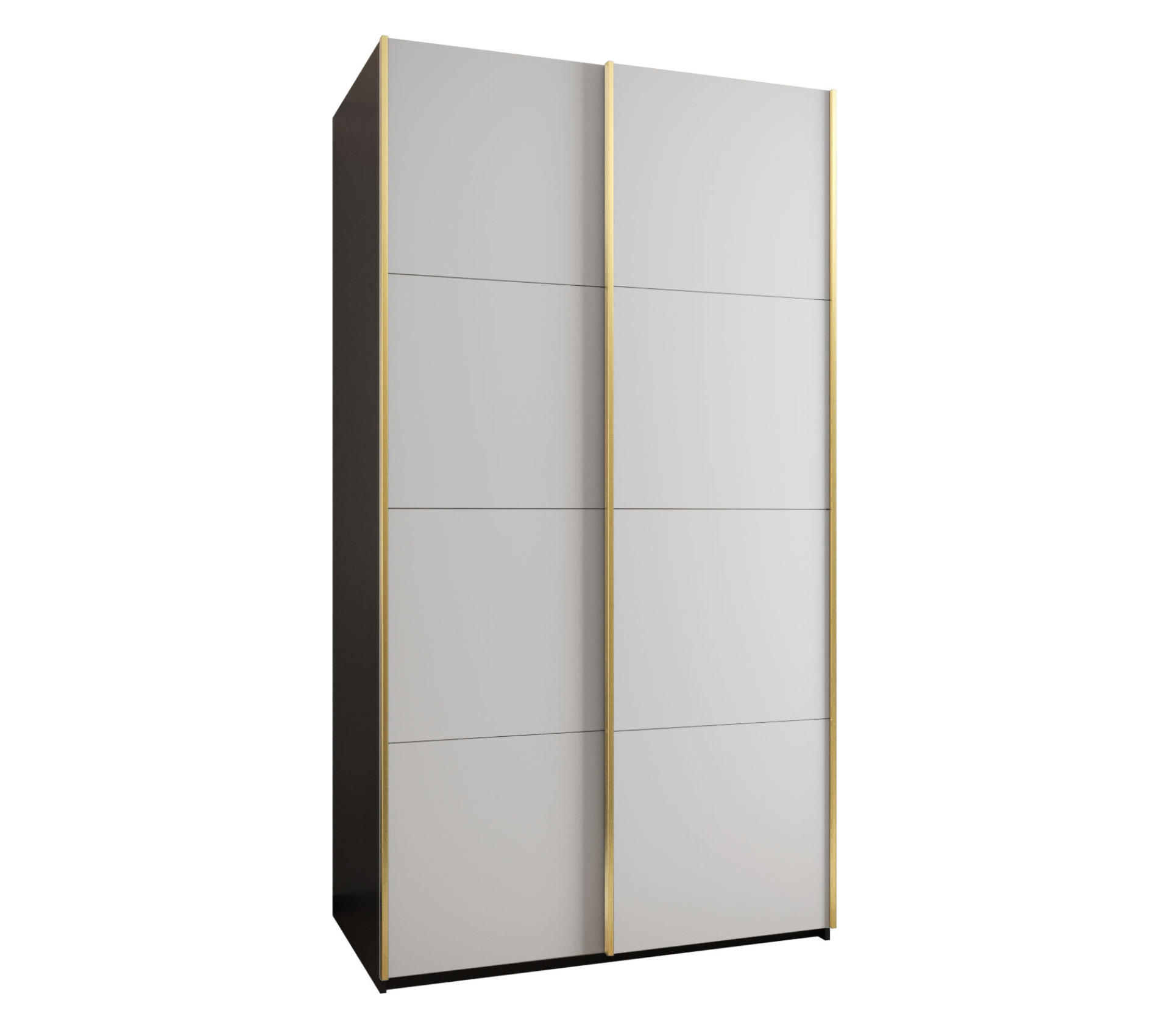Abiks Möbel Schwebetürenschrank Schwarz, Weiß, Gold 130x245x64 cm