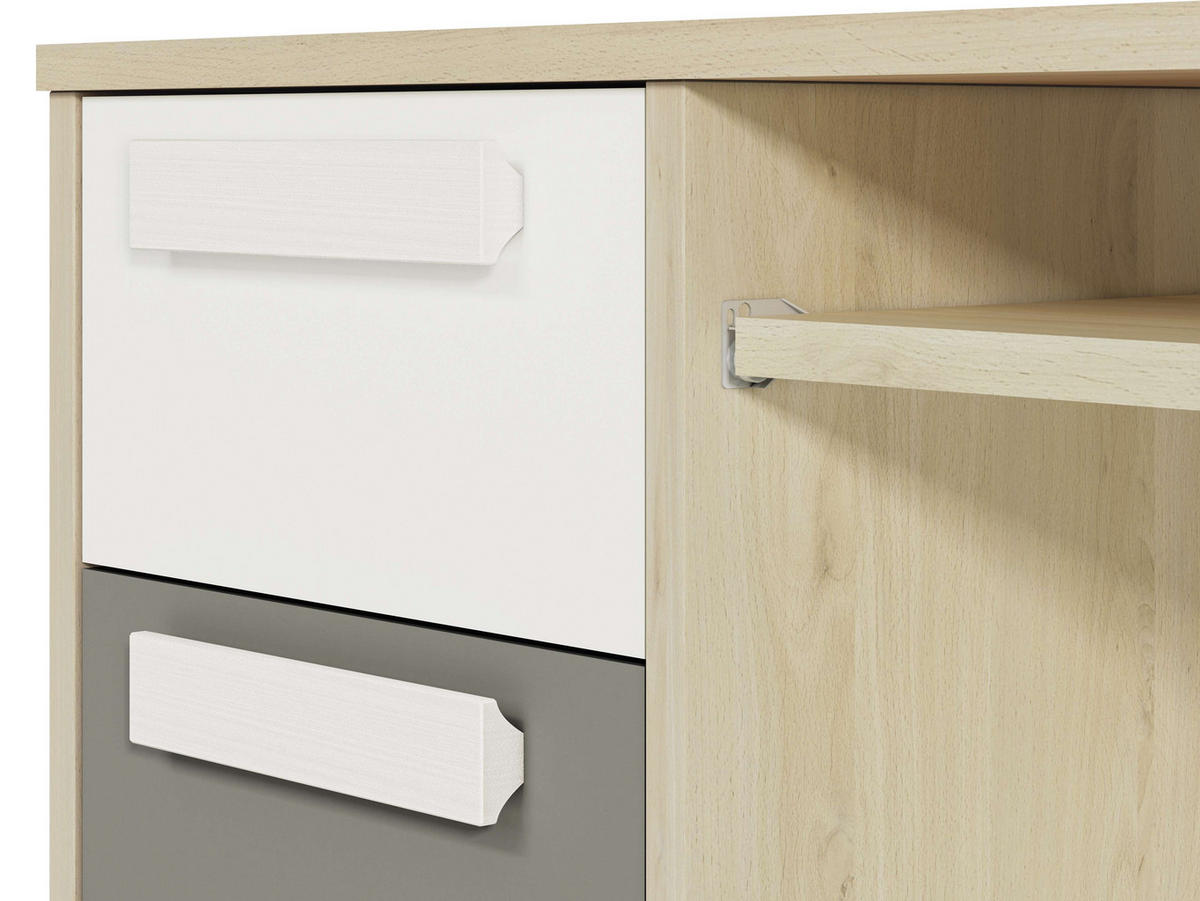 SCHREIBTISCH – DROP 1401 – 55 x 119 cm – Drop – Grau / Eichefarben - Eichefarben/Grau, Holzwerkstoff (55/119/79cm) - hi-markt