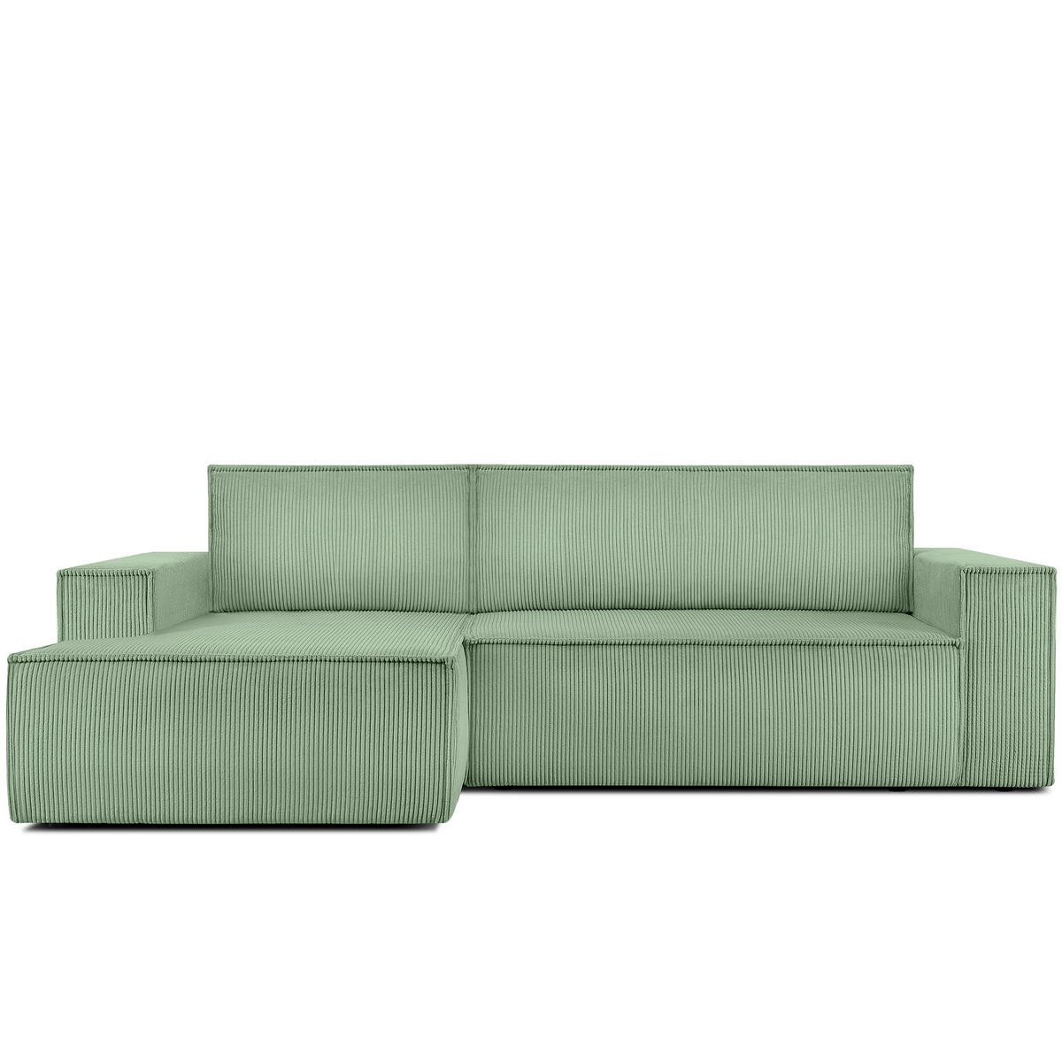 ECKSCHLAFSOFA-LINKS NAPI in Pet Friendly Cord-Stoff, mintfarben - Schwarz/Mintgrün, Textil (262/148cm) - KONSIMO®