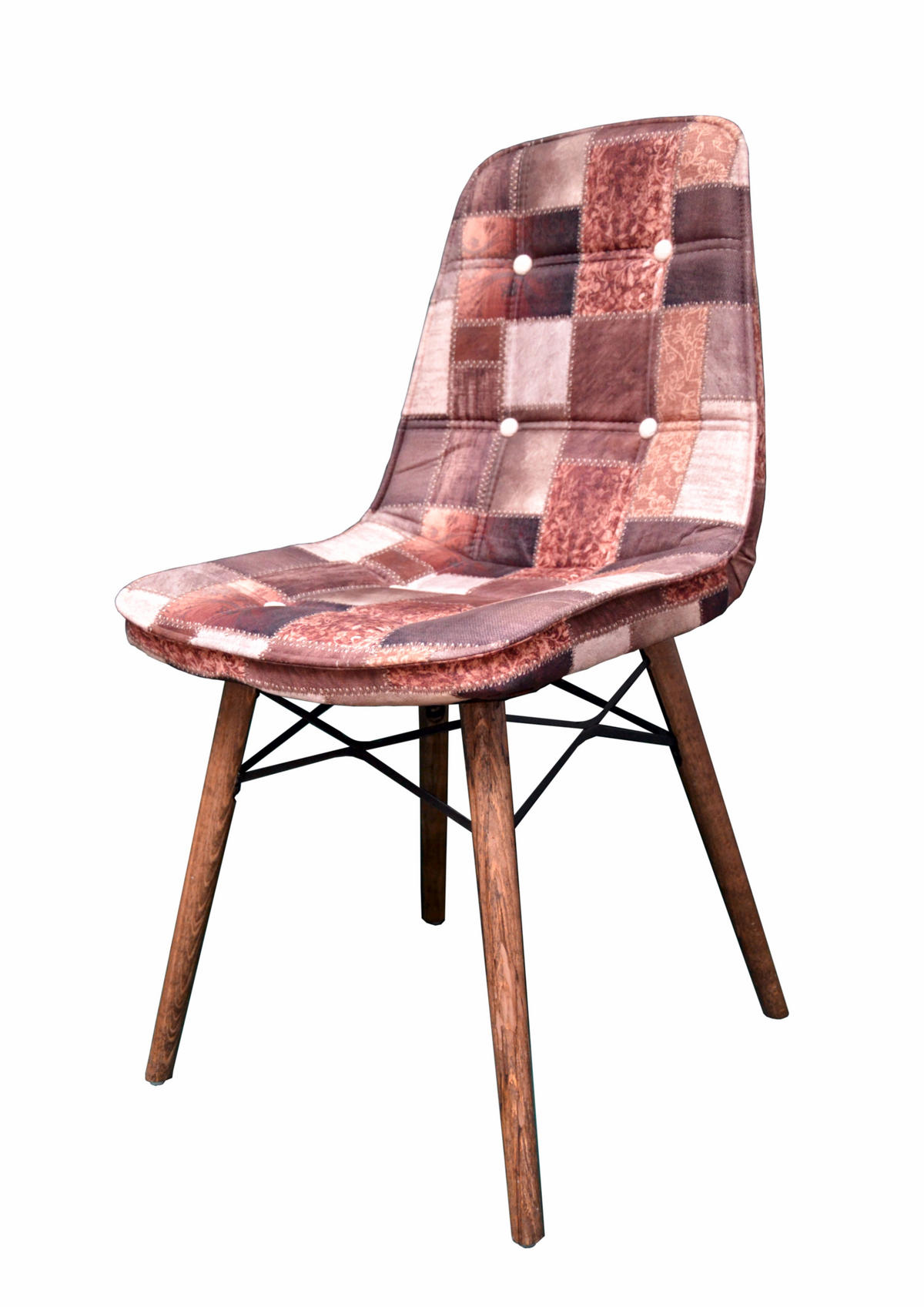 STUHL DENVER mit Holzbeinen - Rot/Multicolor, Holz/Textil (46/85/46cm) - Stuhlmann