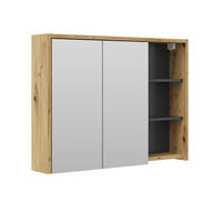 BADSPIEGELSCHRANK Viola Eiche/Anthrazit 100 x 75 cm - Eichefarben/Anthrazit, Holzwerkstoff (100/75/18cm) - Vicco