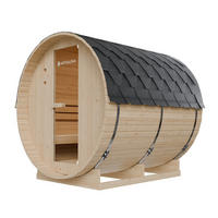 FASSSAUNA Spitzbergen 220 cm mit 8 kW Saunaofen (6 Personen) - Naturfarben, Holz (191/193/220cm) - Artsauna