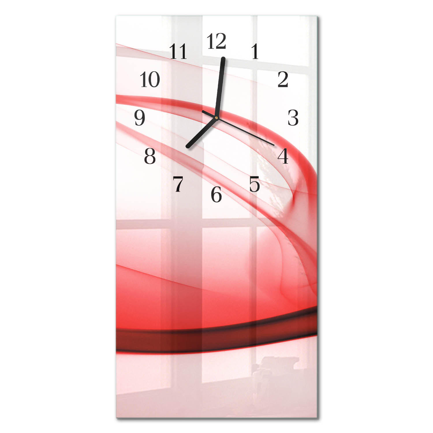 WANDUHR 60x30 cm - Abstraktion - Rot, Glas (30/60/0.4cm) - TULUP