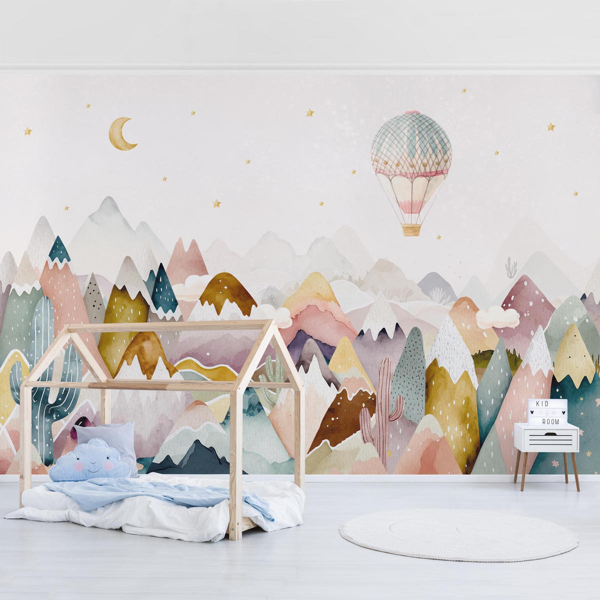 FOTOTAPETE Boho Berglandschaft 384/255 cm - Multicolor, Papier (384/255cm) - Bilderwelten