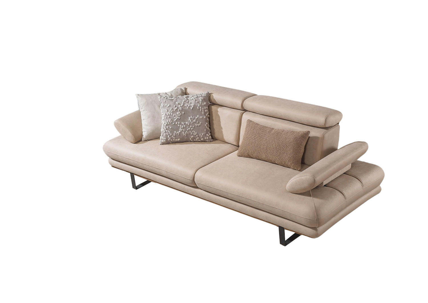 2 Sitzer SOFA Energy Nubuk Beige - Beige, Textil/Metall (200/80/100cm) - Villa Möbel