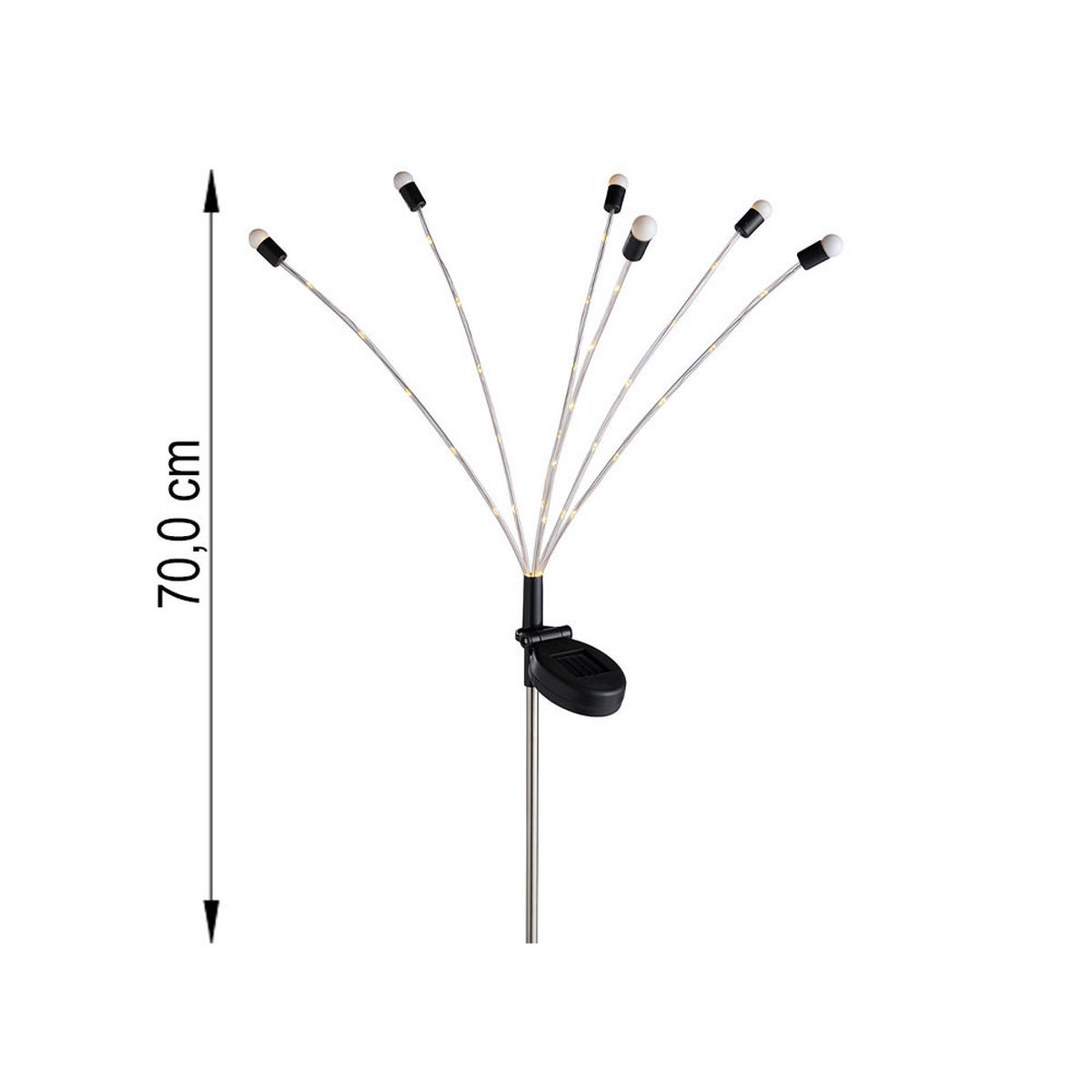 LED AUSSENLEUCHTE Solar Schwarz Weiß - Schwarz, Metall (5/6/70cm)