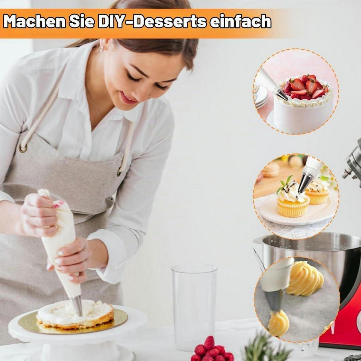 SPRITZBEUTEL 4-teiliges Set Baumwolle 30/35/40/45 cm - Weiß, Textil (22/1.9/25cm)