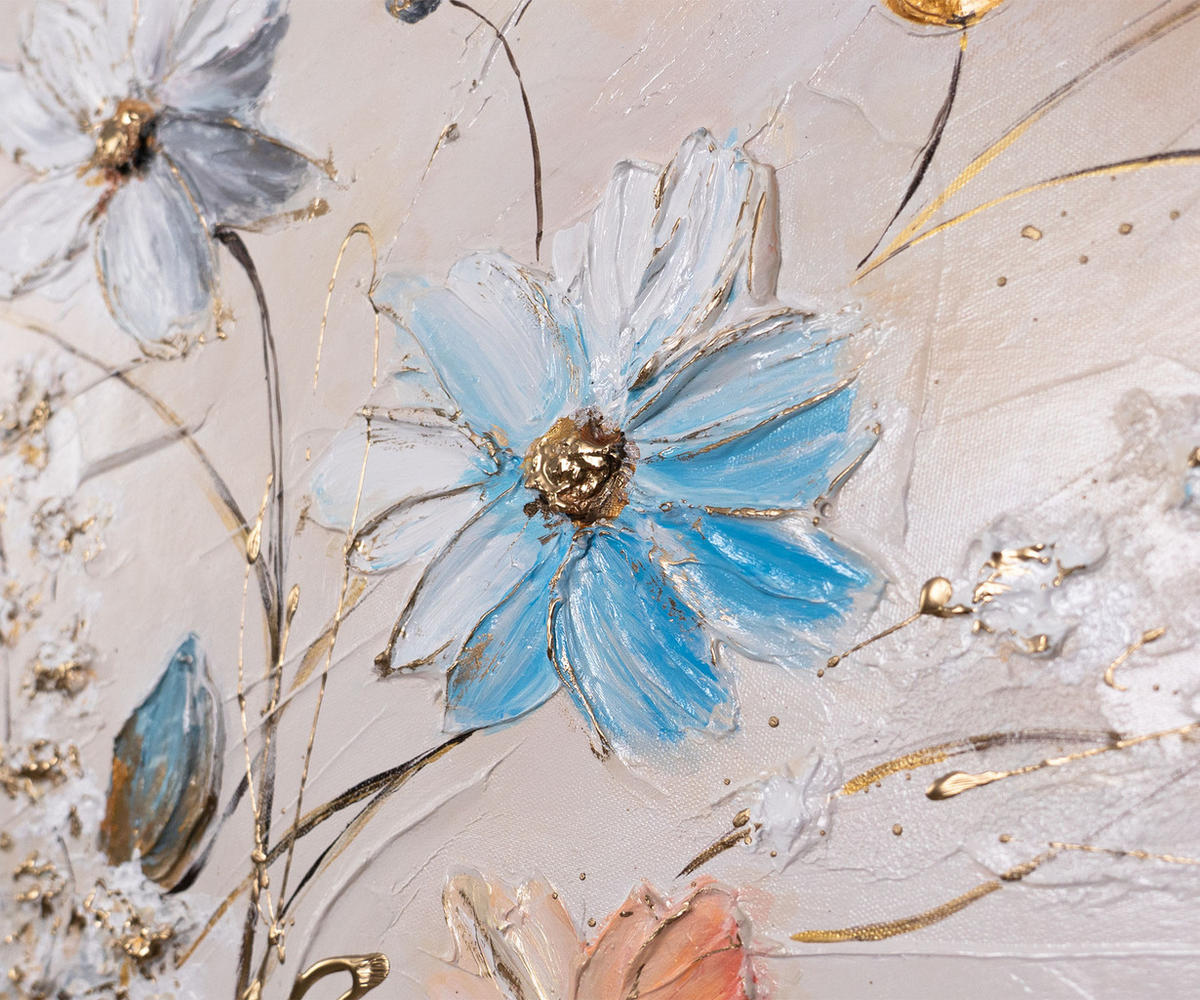 GEMÄLDE Sonnige Blumen auf Keilrahmen 115x50 cm - Multicolor, Holz (115/50cm) - YS-art gallery