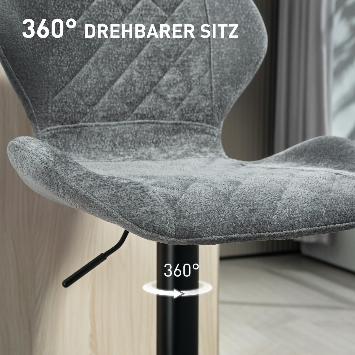 BARHOCKER 2er Set, Höhenverstellbar, Dunkelgrau - Dunkelgrau, Kunststoff (51.5/112/48cm) - HOMCOM