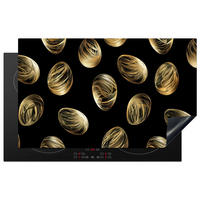 HERDABDECKPLATTE Eier - Gold - Muster Induktionsmatte 83x51 cm - Schwarz, Kunststoff (83/51.5/0.2cm) - MuchoWow