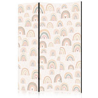 PARAVENT Akustik 3-tlg 135x172 cm Regenbogen Herzen Boho - Beige, Holz/Textil (135/172/3cm) - Muralo