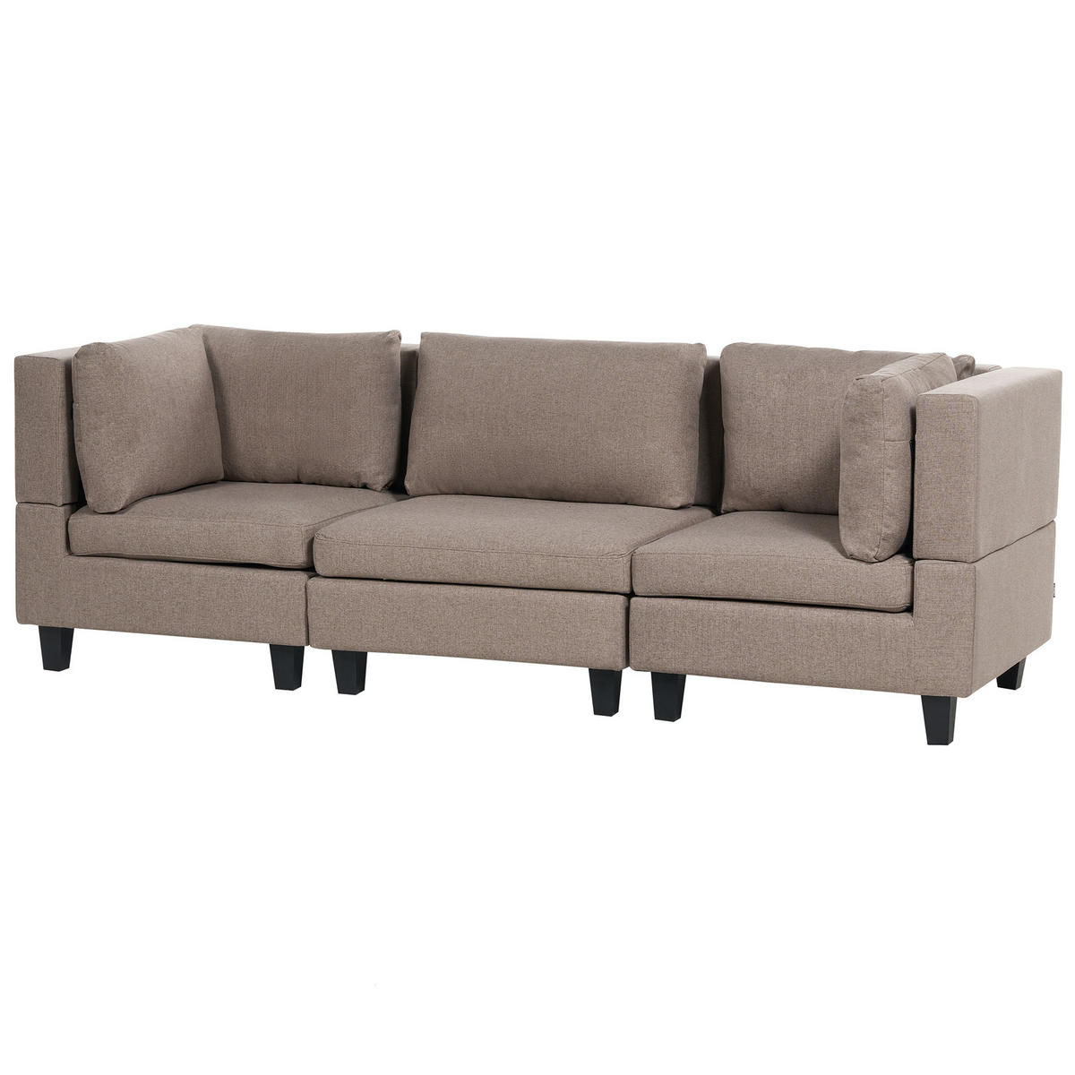 3-SITZER-SOFA Leinenoptik braun Unstad - Schwarz/Braun, Textil (228/72/76cm) - Beliani