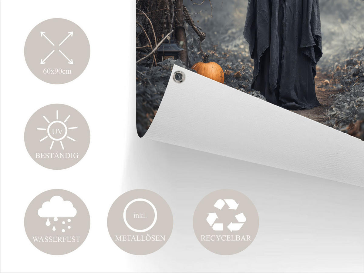 GARTEN-POSTER 60x90 cm gruselige Halloween-Deko - Anthrazit, Kunststoff (60/90/2cm) - artissimo