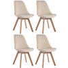 STUHL 4er Set Samt creme - Eukalyptusholzfarben/Creme, Holz/Textil (48/84/55cm) - CLP