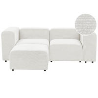 ECKSOFA 2-Sitzer Cord cremeweiß mit Ottomane Falsterbo - Weiß, Textil (204/105cm) - Beliani