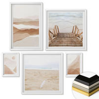 WANDBILDER 5er-Set - 50x50 cm & 20x30 cm & 40x60 cm Weißer Rahmen - Abstrakte braune Landschaften - Weiß, Kunststoff (40/60cm) - ArtPrintCave