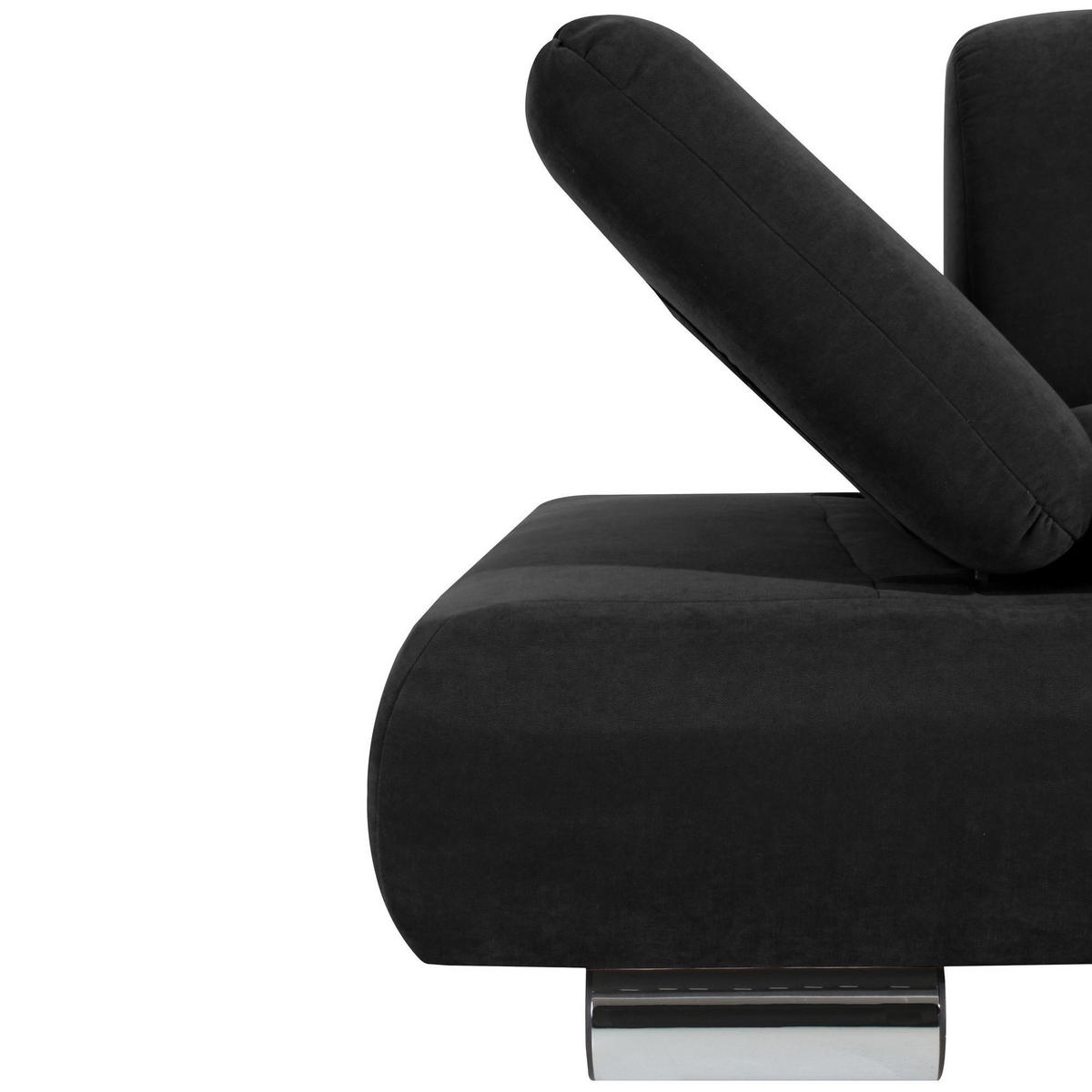 SOFA 2-Sitzer Kaye Bezug Veloursstoff Metallfuß verchromt / schwarz - Schwarz, Kunststoff (190/76/90cm) - 58aufmkessel