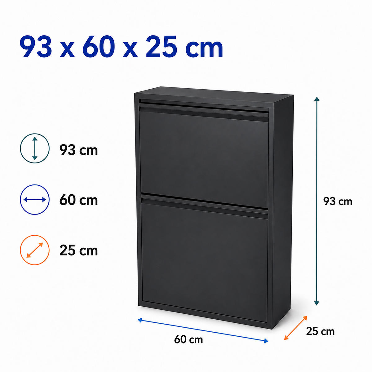 COȘ Negru 4-compartimente metal 4x18 l - negru, material plastic/metal (60/93/25cm) - Relaxdays