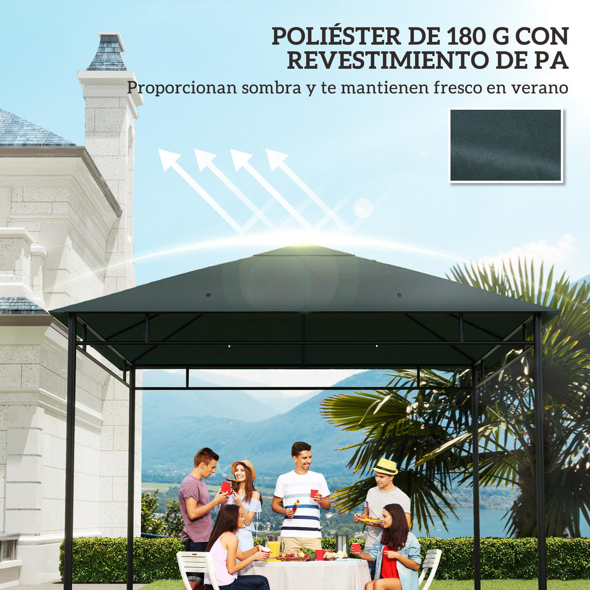 ERSATZDACH, 300x300 cm für Pavillon mit 8 Entwässerungslöchern, grau - Multicolor, Kunststoff (298/295cm) - FORIOUS