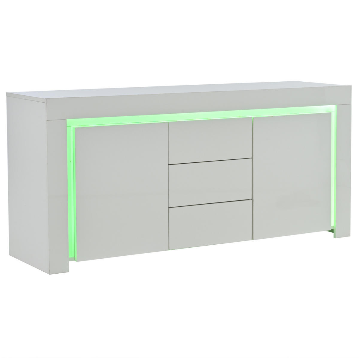 SIDEBOARD aus MDF 140x40x65 cm Weiß mit LED-Beleuchtung, 3 Schubladen und 2 Türen - Weiß, Holzwerkstoff (140/65/40cm) - IVMEU