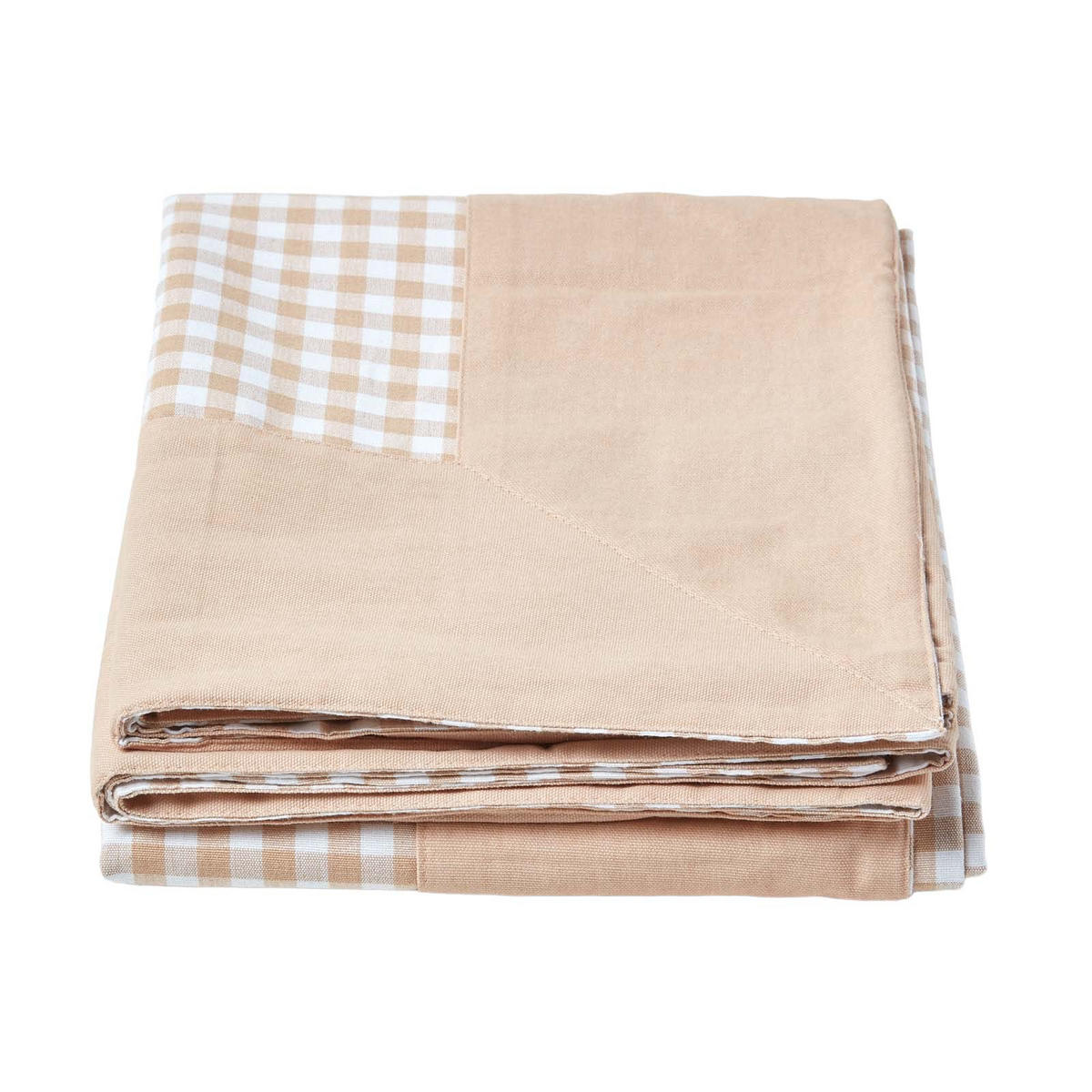 ÜBERWURF 150/200 cm, Vichy Karo 100% Baumwolle - Beige, Textil (150/200cm) - Homescapes