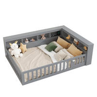 KINDERBETT aus Spanplatte und MDF 140x200 cm in Grau mit USB & Steckdose - Grau, Holzwerkstoff (140/200cm) - Modfu