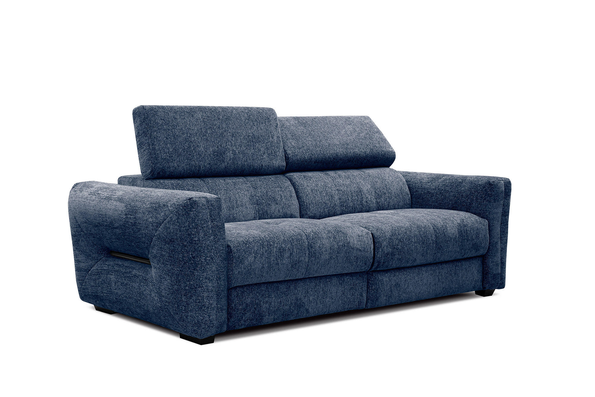 SOFA CALVERA 3-Sitzer mit 1 Relaxfunktion, dunkelblau - Dunkelblau, Holzwerkstoff/Textil (204/79/106cm) - Courtois Laville