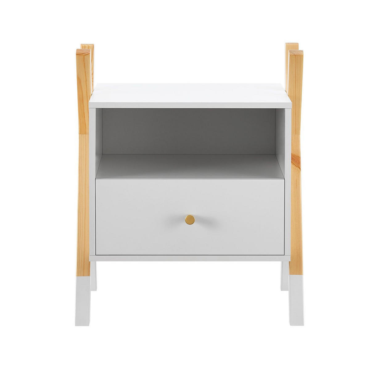 NACHTTISCH Jamie mit 1 Schublade Kinder - Weiß, Holz (30/55/46cm) - Juskys
