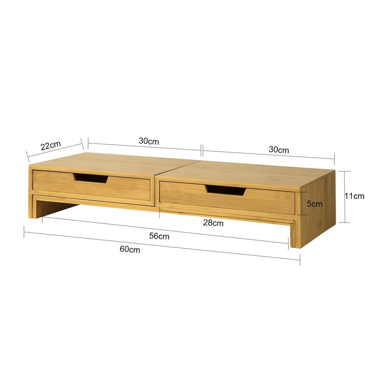 MONITORSTÄNDER Natur - Naturfarben, Holz (22/108/11cm) - SoBuy