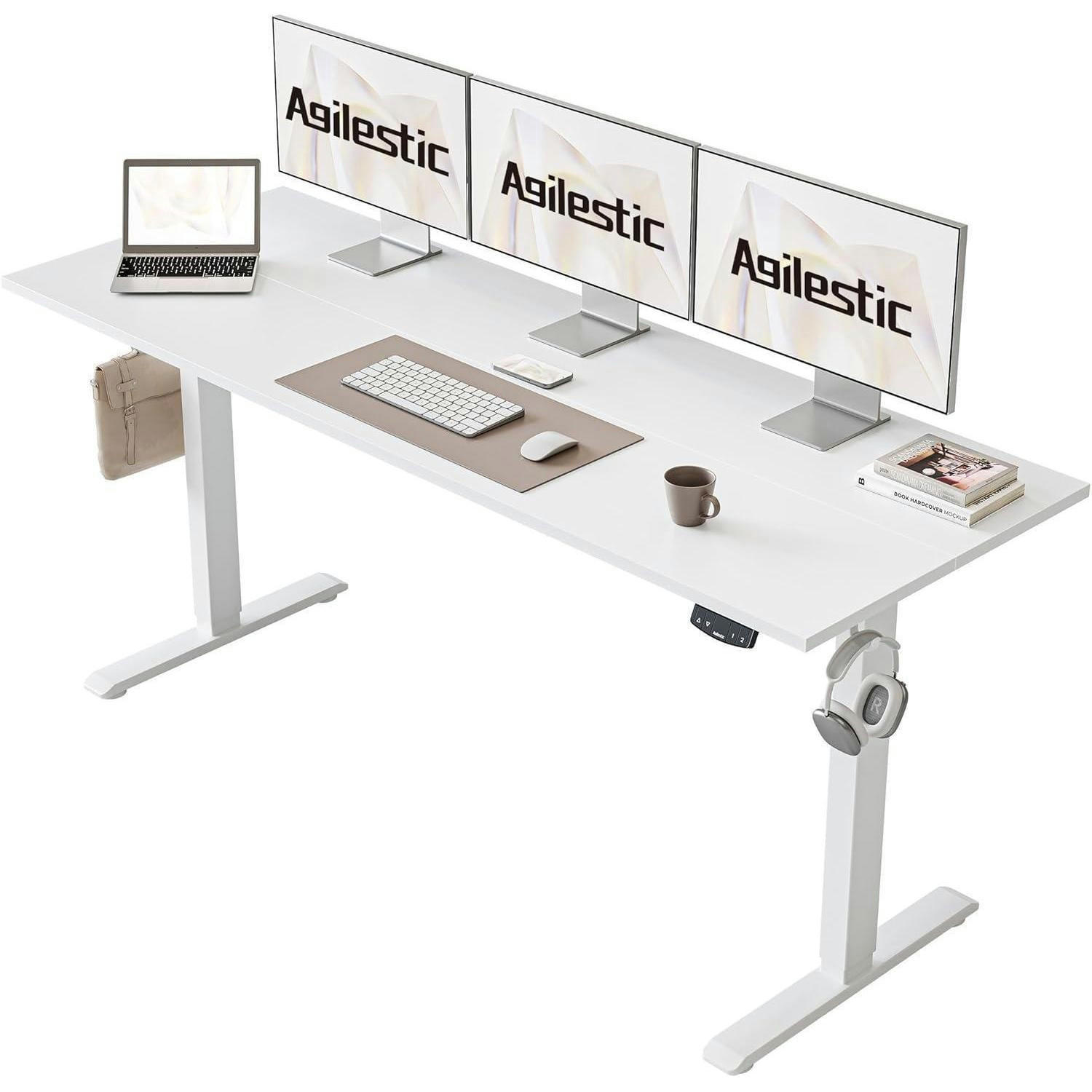 SCHREIBTISCH Höhenverstellbar Elektrisch 160 x 60 cm Weiß - Weiß, Metall (160/60/75cm)