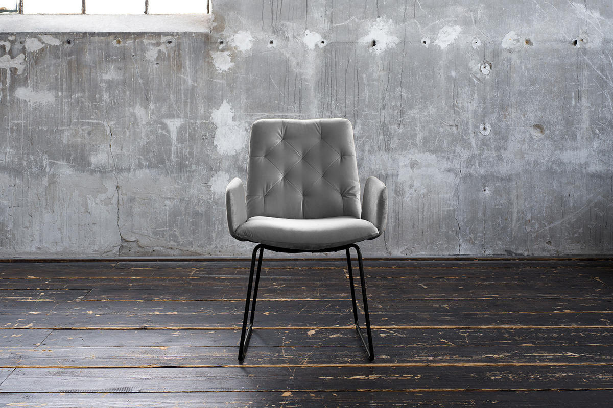 ESSZIMMERSTUHL NEW CHARME Silber Velvet (1er-Set) - Silberfarben, Textil (59/87/66cm) - KAWOLA